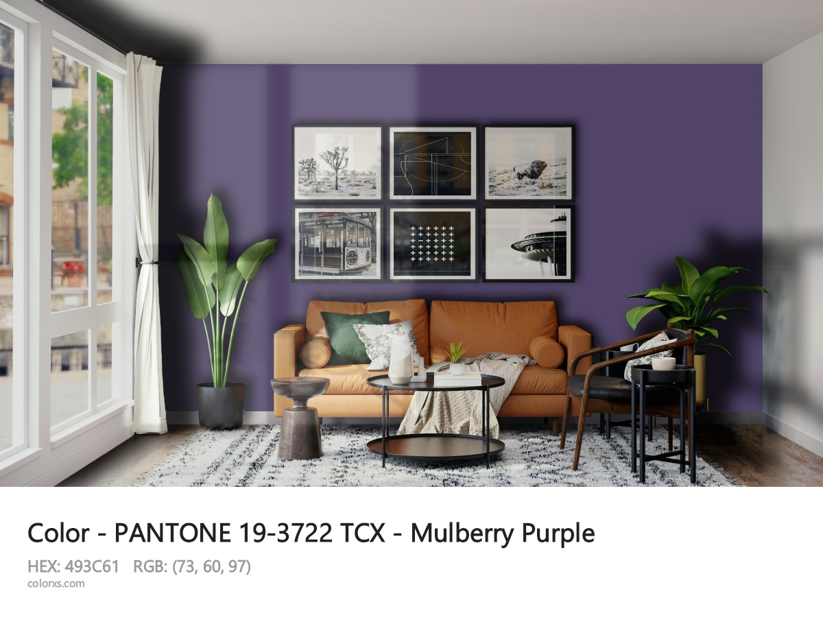 PANTONE 19-3722 TCX - Mulberry Purple CMS modern minimalist living room interior