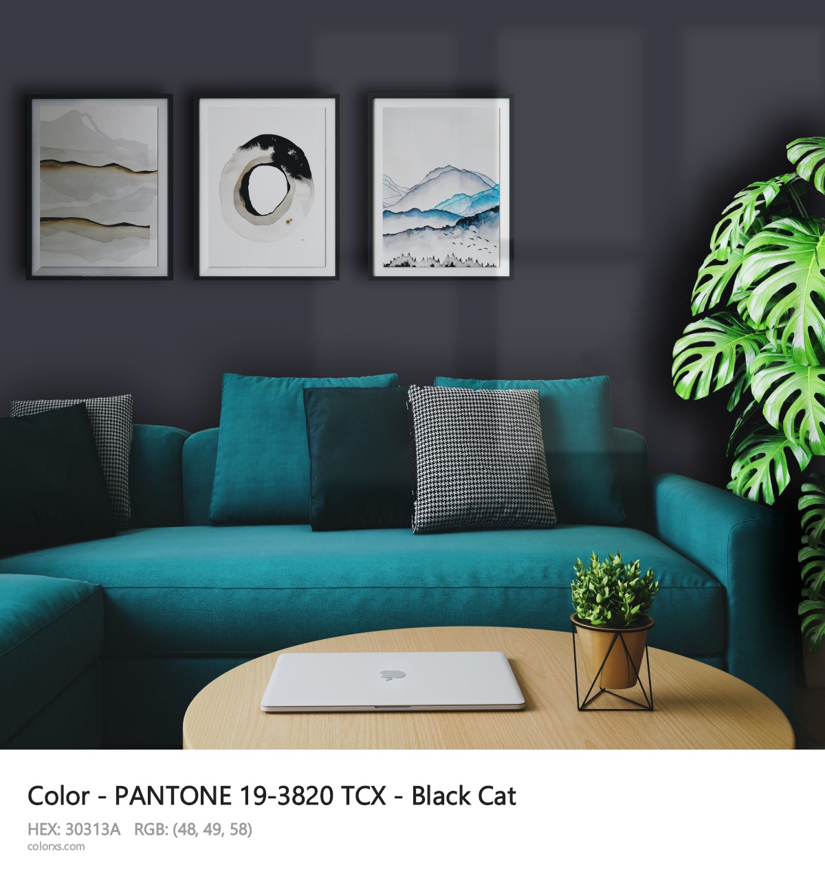 PANTONE 19-3820 TCX - Black Cat CMS cozy coffee corner interior