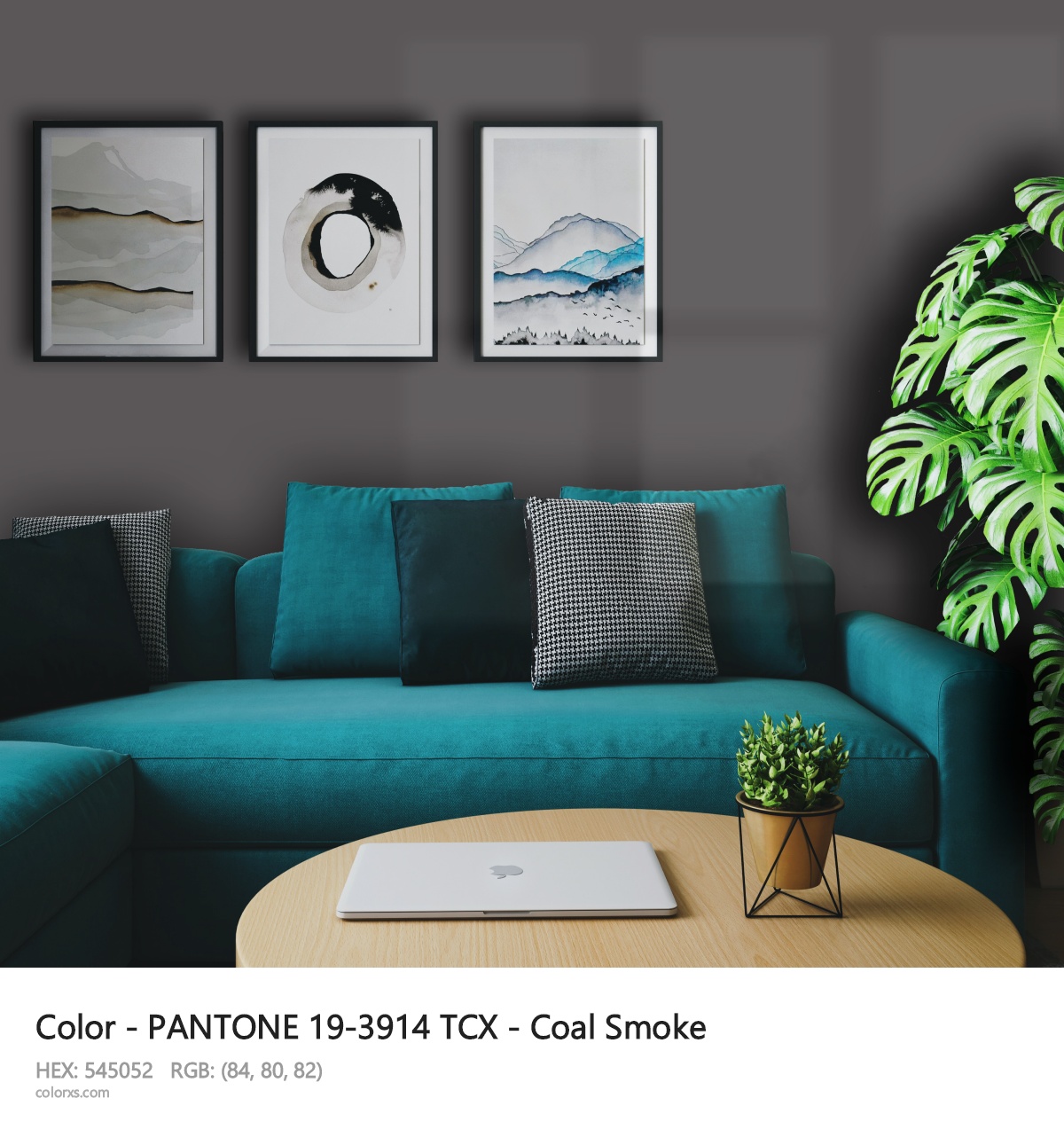 PANTONE 19-3914 TCX - Coal Smoke CMS cozy coffee corner interior