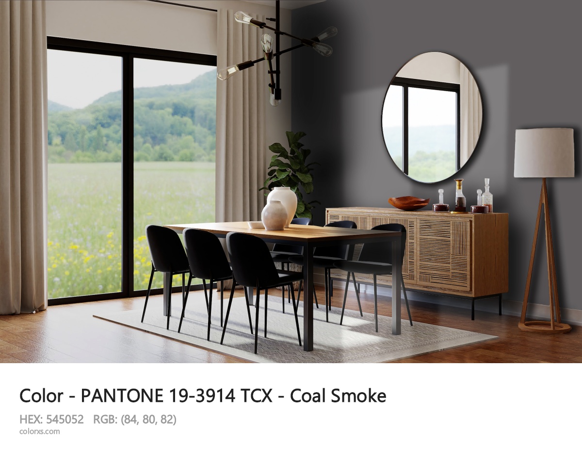 PANTONE 19-3914 TCX - Coal Smoke CMS dining room design