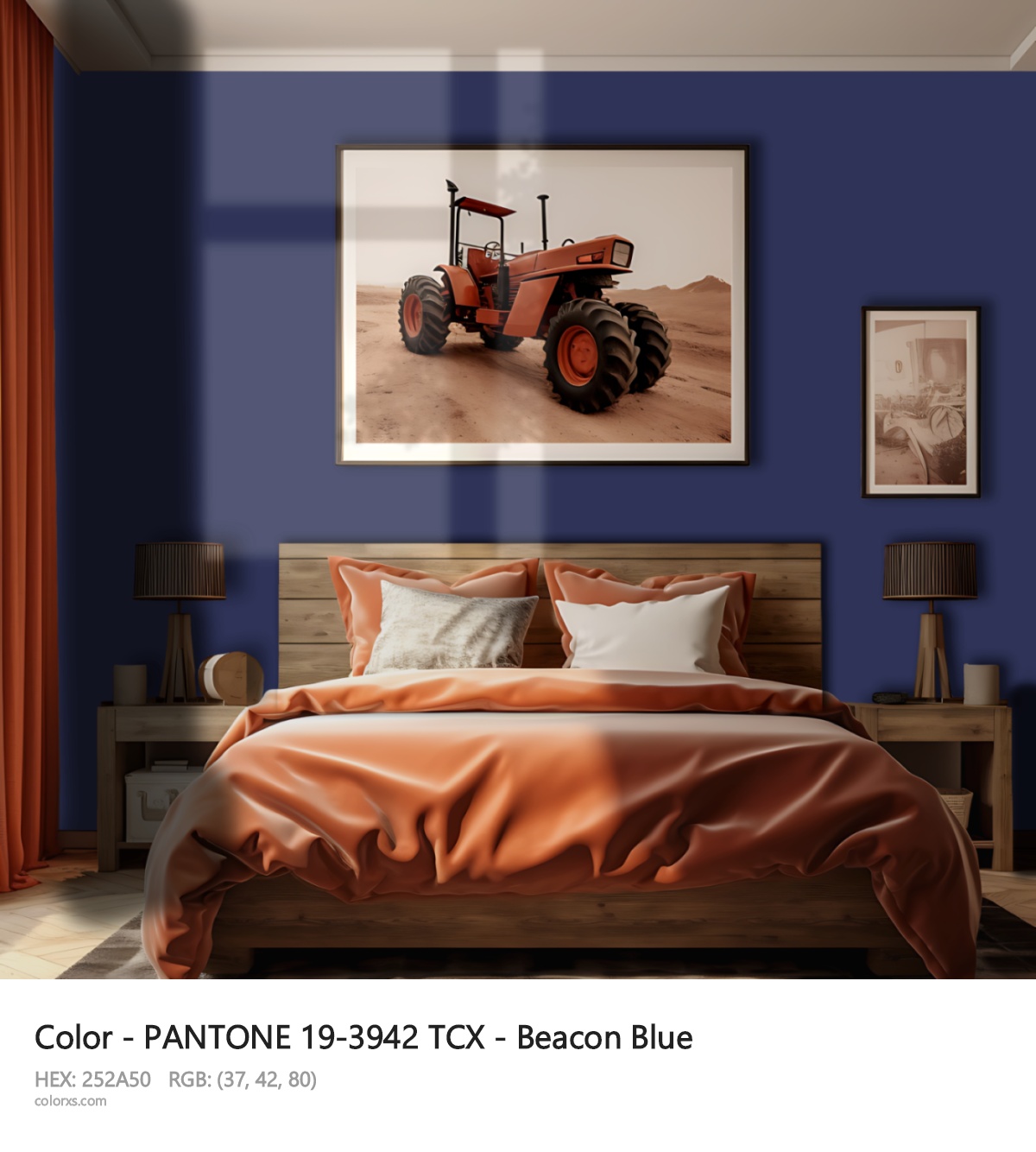 PANTONE 19-3942 TCX - Beacon Blue CMS vintage style bedroom interior