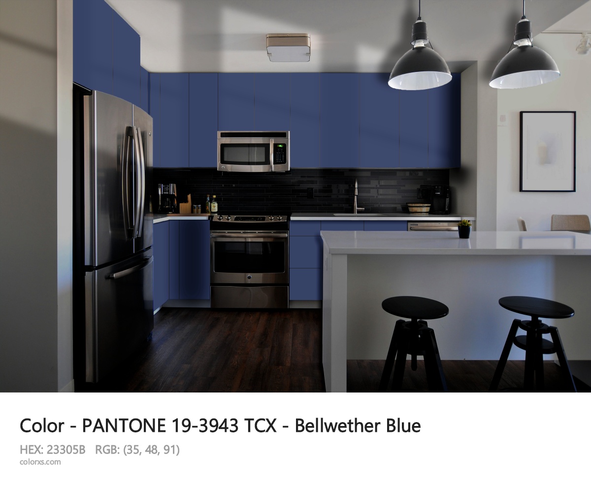 PANTONE 19-3943 TCX - Bellwether Blue CMS modular kitchen design