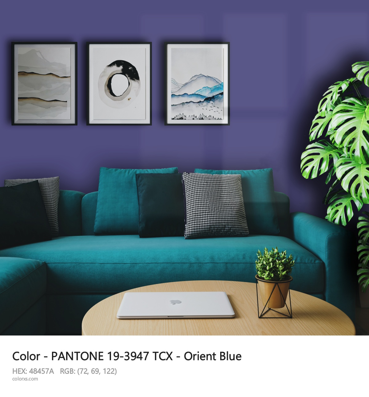 PANTONE 19-3947 TCX - Orient Blue CMS cozy coffee corner interior