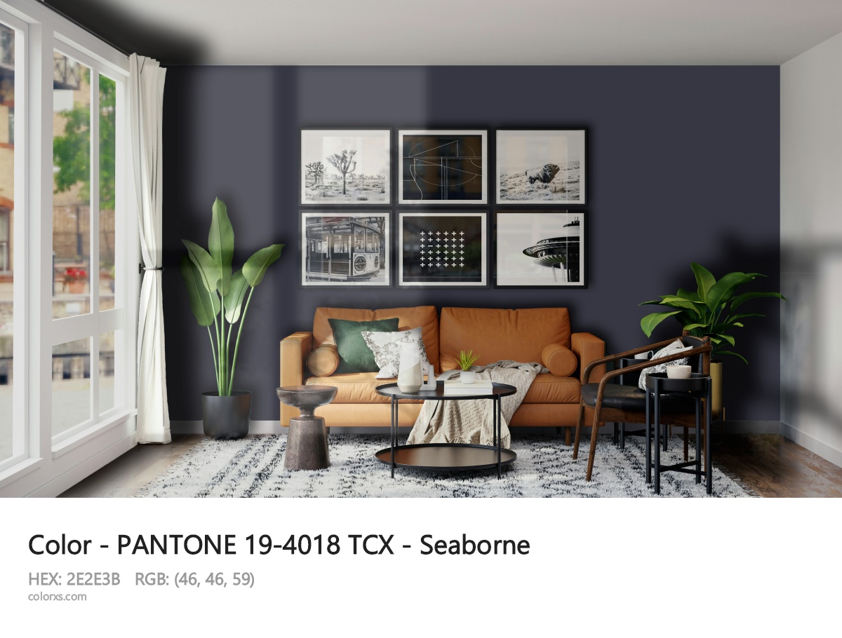 PANTONE 19-4018 TCX - Seaborne CMS modern minimalist living room interior