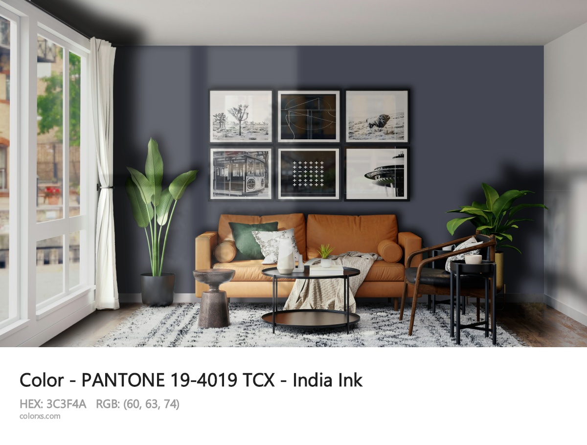 PANTONE 19-4019 TCX - India Ink CMS modern minimalist living room interior