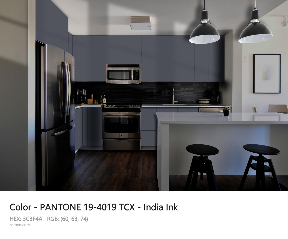 PANTONE 19-4019 TCX - India Ink CMS modular kitchen design