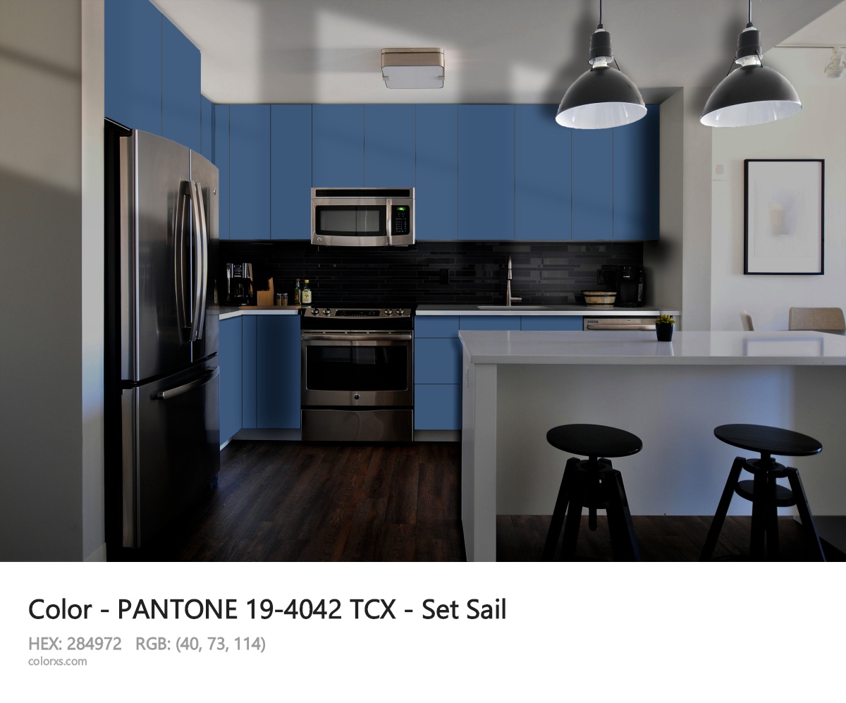PANTONE 19-4042 TCX - Set Sail CMS modular kitchen design