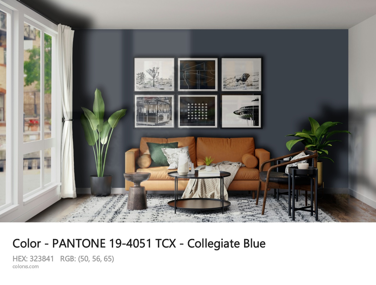 PANTONE 19-4051 TCX - Collegiate Blue CMS modern minimalist living room interior