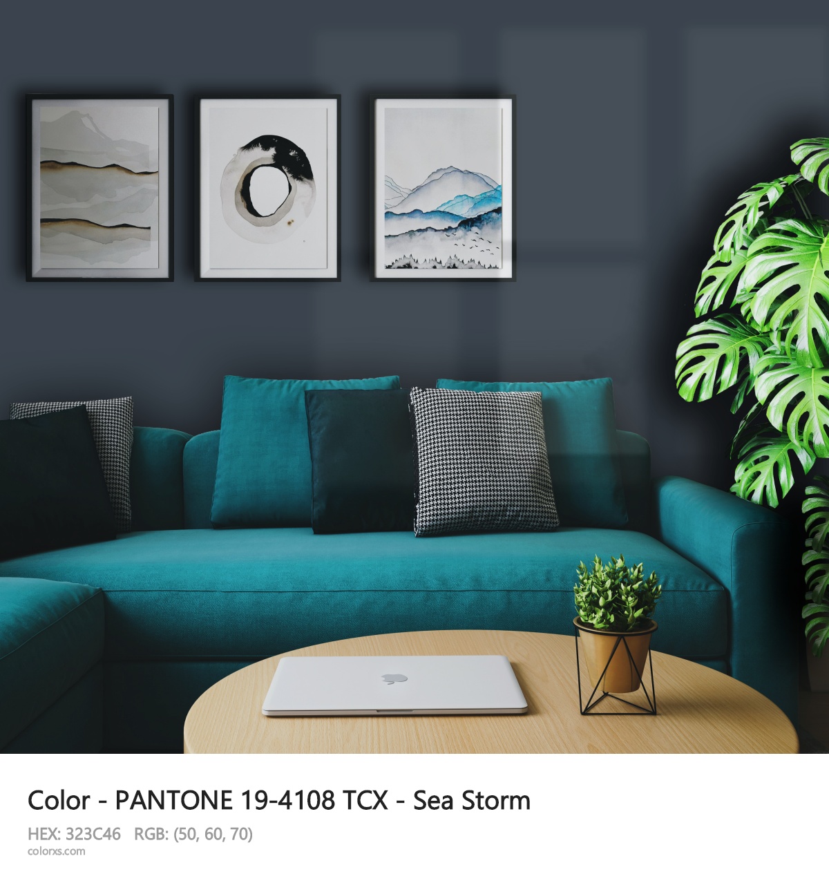 PANTONE 19-4108 TCX - Sea Storm CMS cozy coffee corner interior