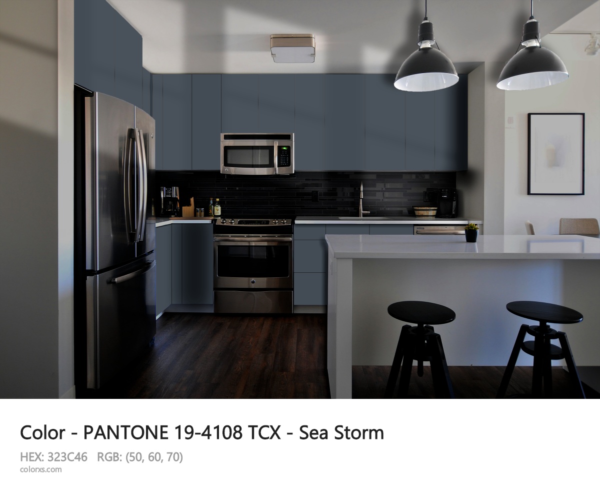 PANTONE 19-4108 TCX - Sea Storm CMS modular kitchen design