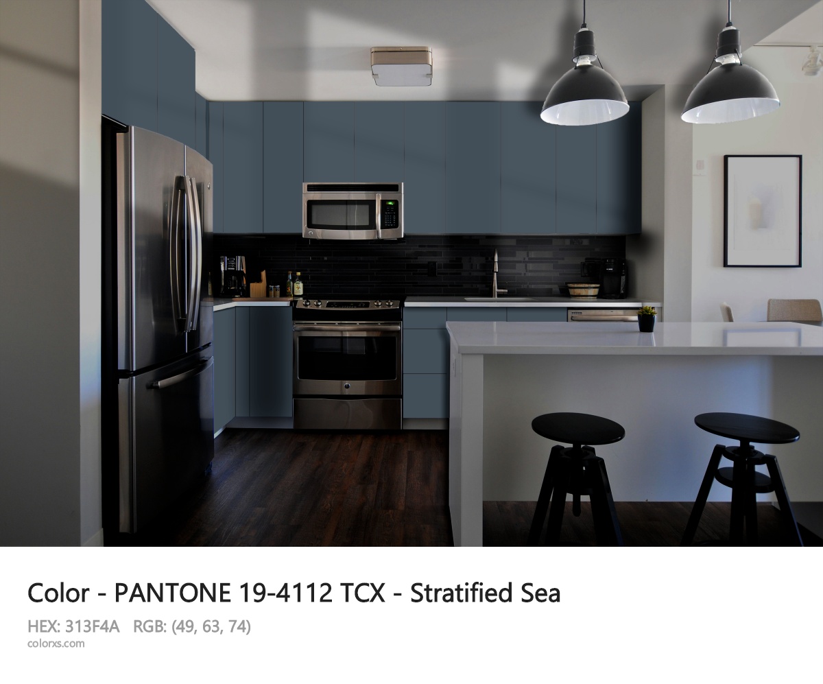 PANTONE 19-4112 TCX - Stratified Sea CMS modular kitchen design