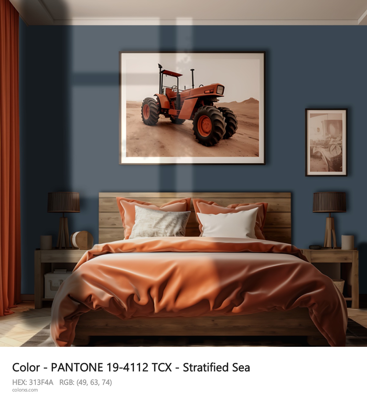 PANTONE 19-4112 TCX - Stratified Sea CMS vintage style bedroom interior