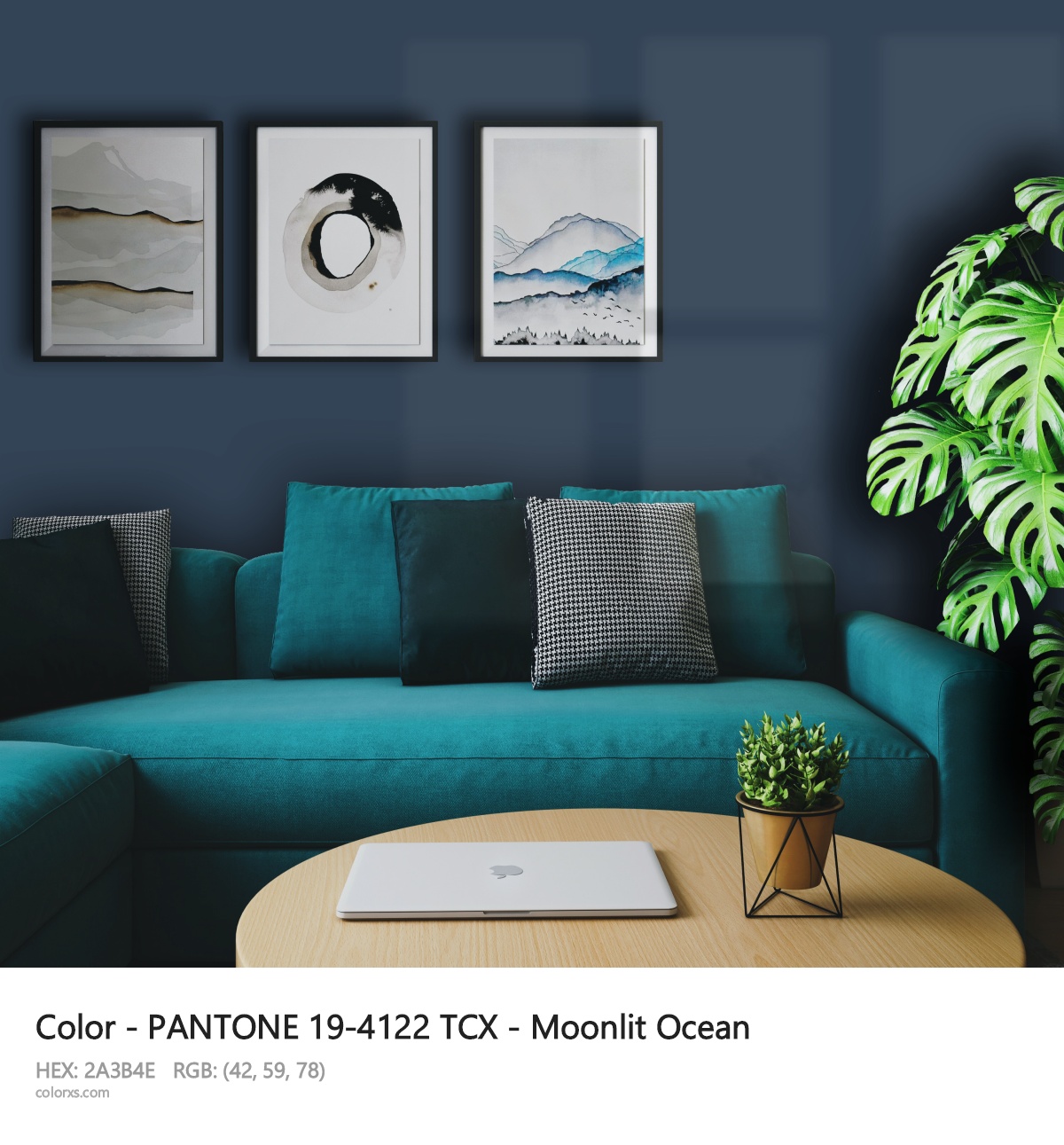 PANTONE 19-4122 TCX - Moonlit Ocean CMS cozy coffee corner interior