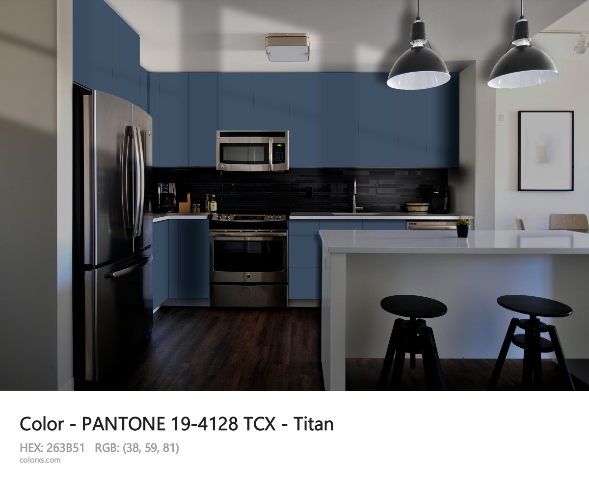PANTONE 19-4128 TCX - Titan CMS modular kitchen design