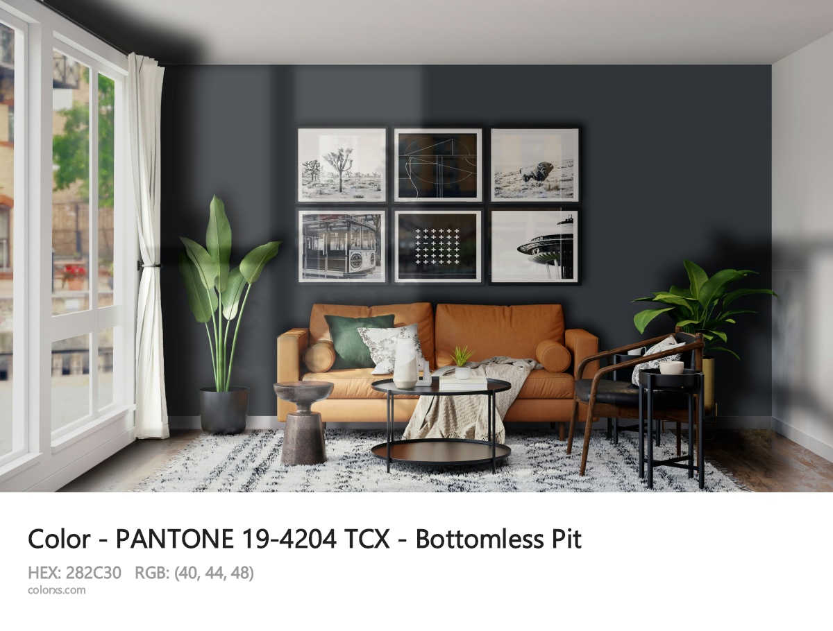 PANTONE 19-4204 TCX - Bottomless Pit CMS modern minimalist living room interior