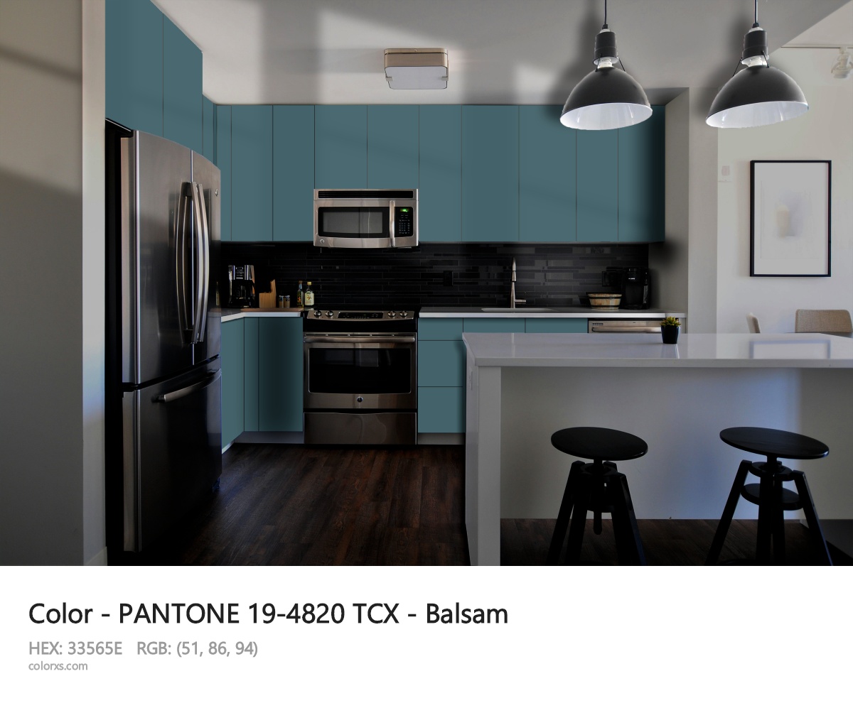 PANTONE 19-4820 TCX - Balsam CMS modular kitchen design