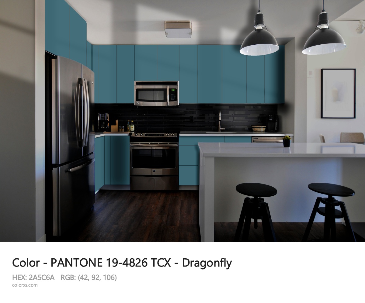PANTONE 19-4826 TCX - Dragonfly CMS modular kitchen design