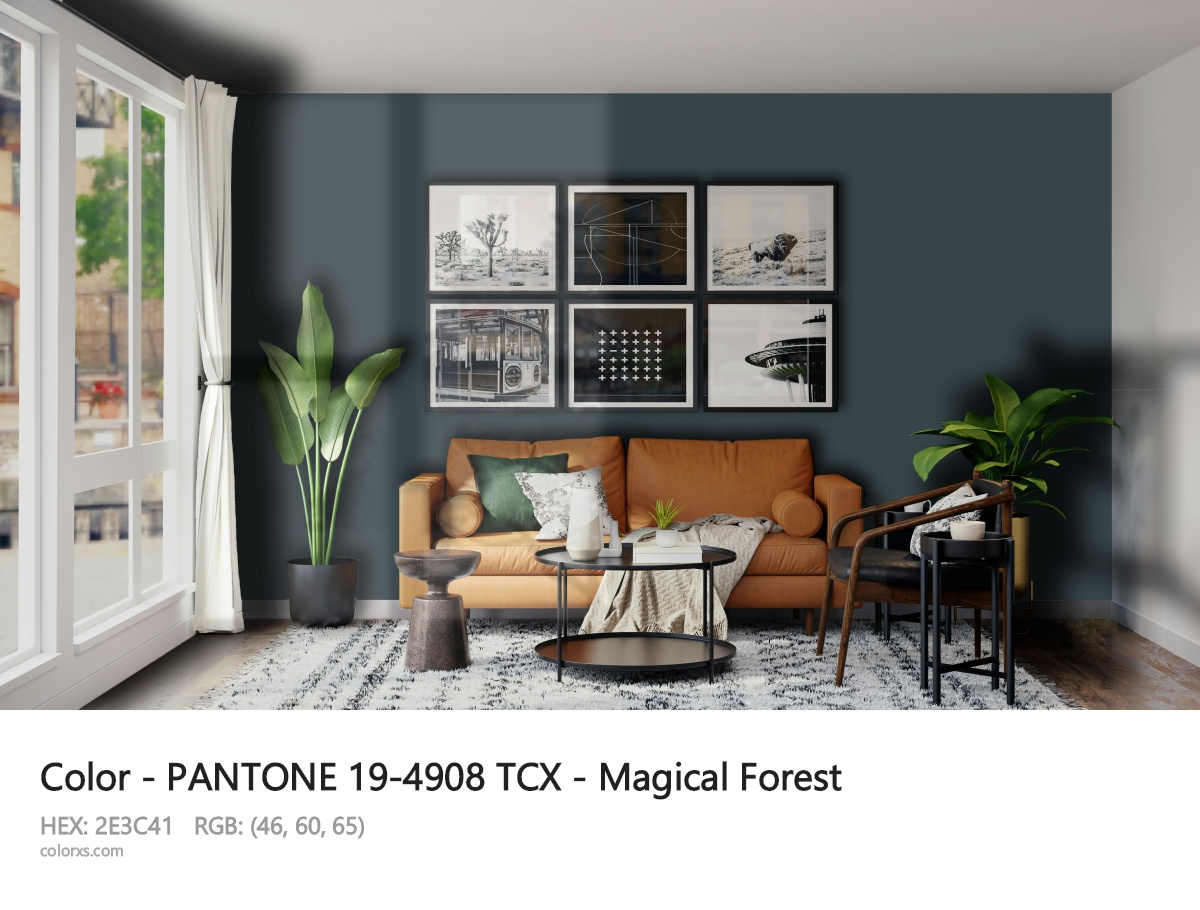 About PANTONE 19-4908 TCX - Magical Forest color - its meaning and example