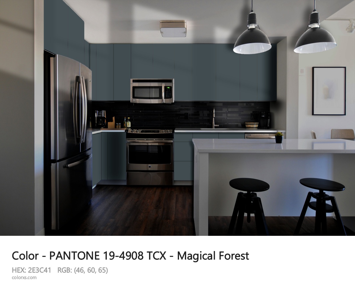 PANTONE 19-4908 TCX - Magical Forest CMS modular kitchen design