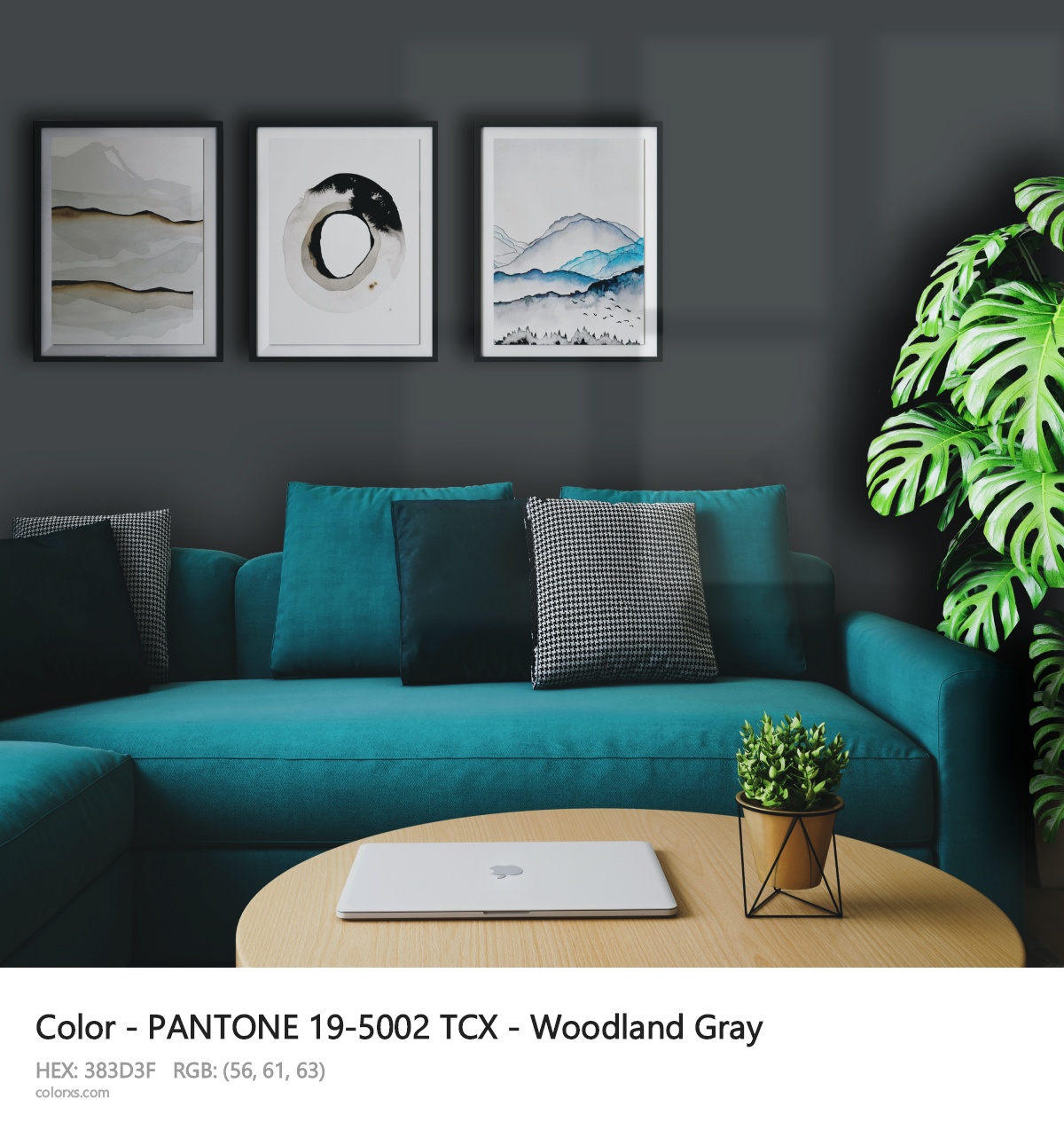PANTONE 19-5002 TCX - Woodland Gray CMS cozy coffee corner interior