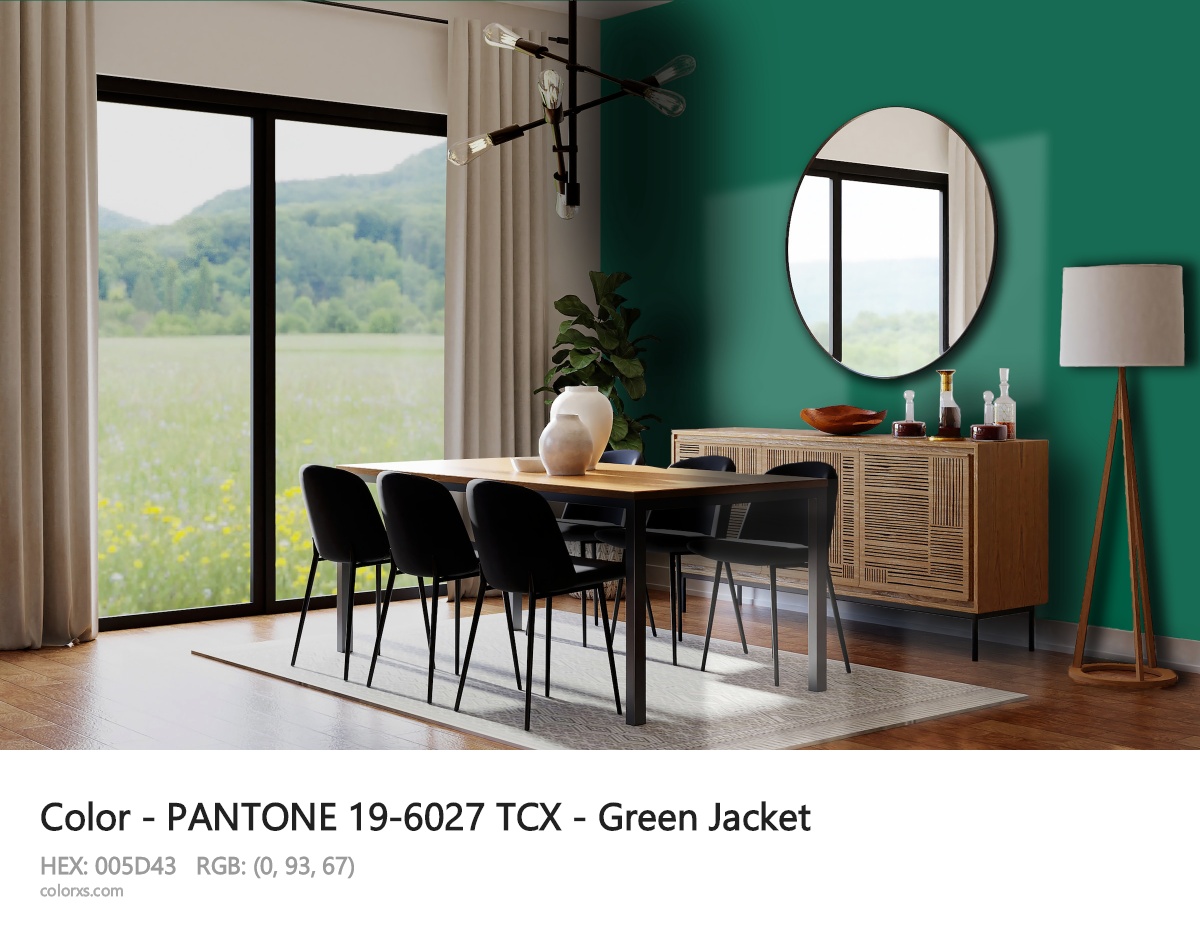 PANTONE 19-6027 TCX - Green Jacket CMS dining room design