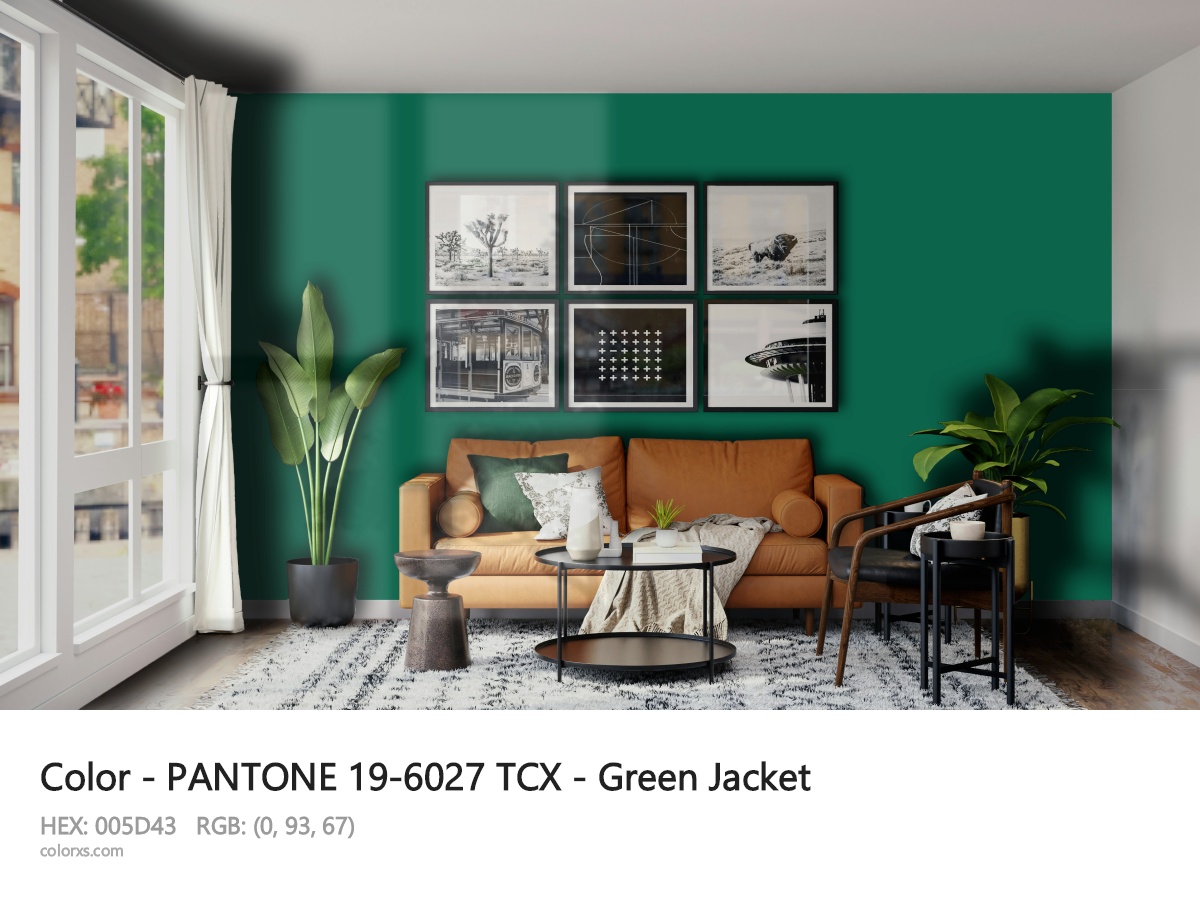 About PANTONE 19-6027 TCX - Green Jacket color - its meaning and example