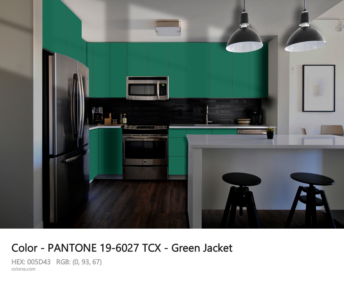 PANTONE 19-6027 TCX - Green Jacket CMS modular kitchen design