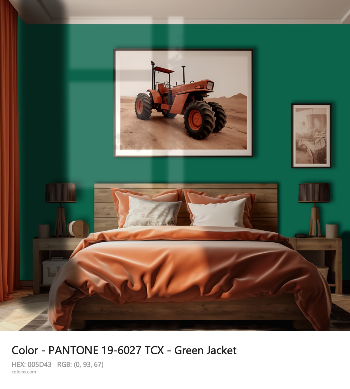 PANTONE 19-6027 TCX - Green Jacket CMS vintage style bedroom interior
