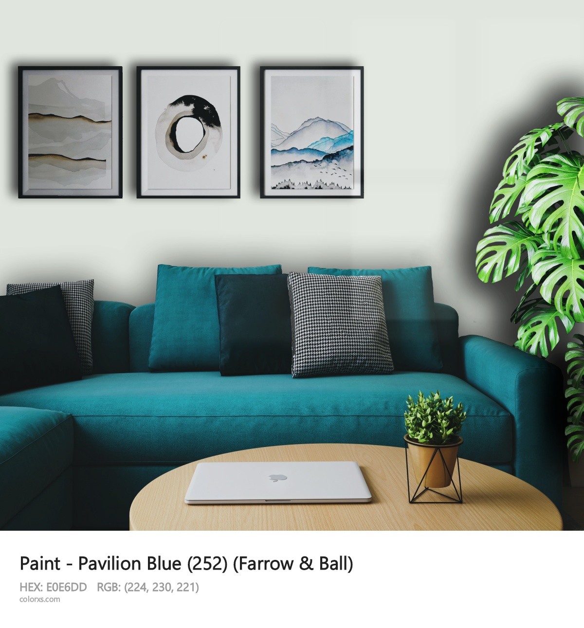 Farrow & Ball Pavilion Blue (252) Paint cozy coffee corner interior