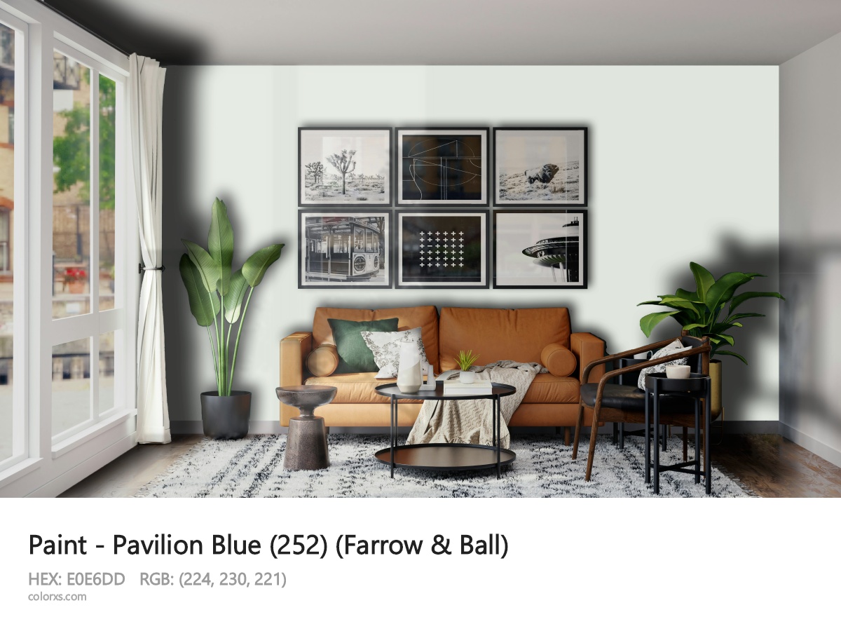 Farrow & Ball Pavilion Blue (252) Paint modern minimalist living room interior