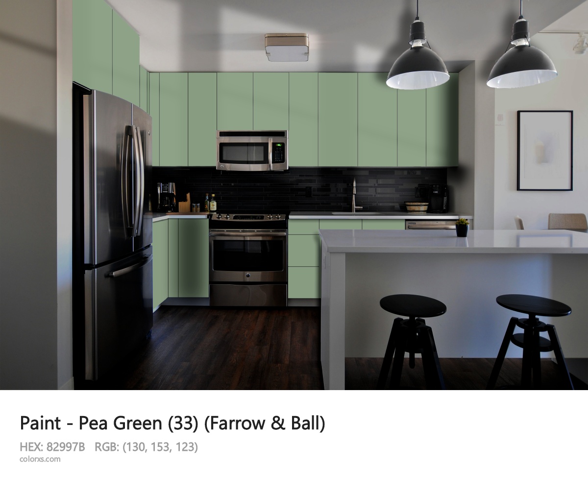 Farrow & Ball Pea Green (33) Paint modular kitchen design