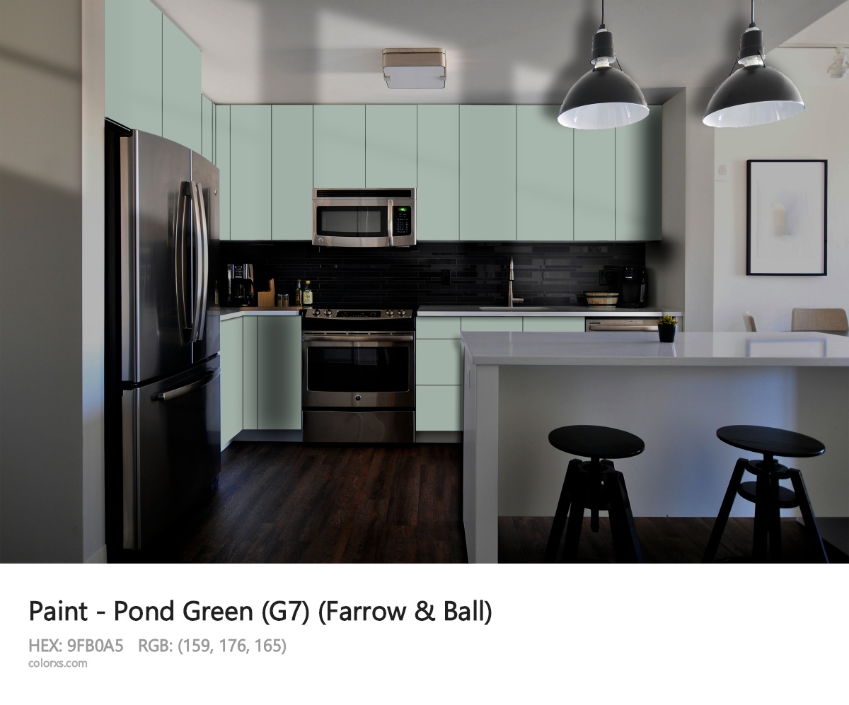 Farrow & Ball Pond Green (G7) Paint modular kitchen design