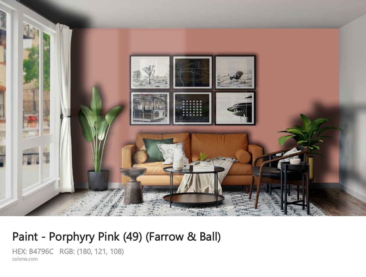 Farrow & Ball Porphyry Pink (49) Paint modern minimalist living room interior