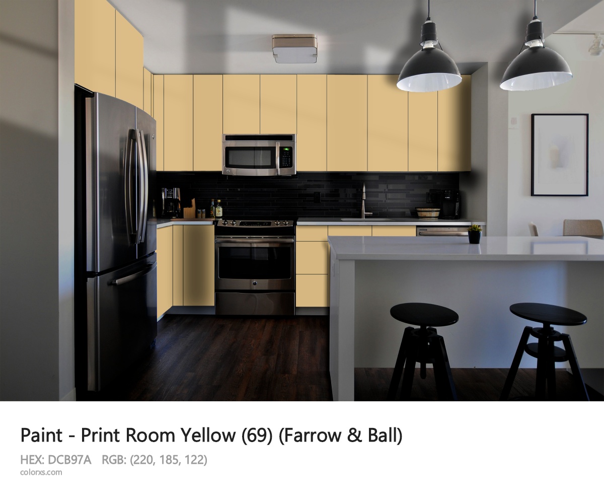 Farrow & Ball Print Room Yellow (69) Paint modular kitchen design