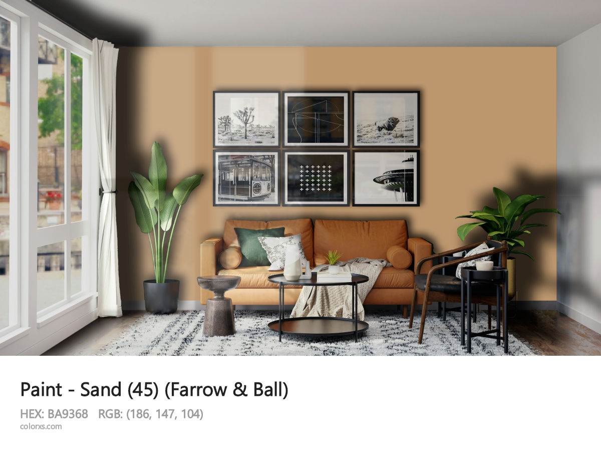 Farrow & Ball Sand (45) Paint modern minimalist living room interior