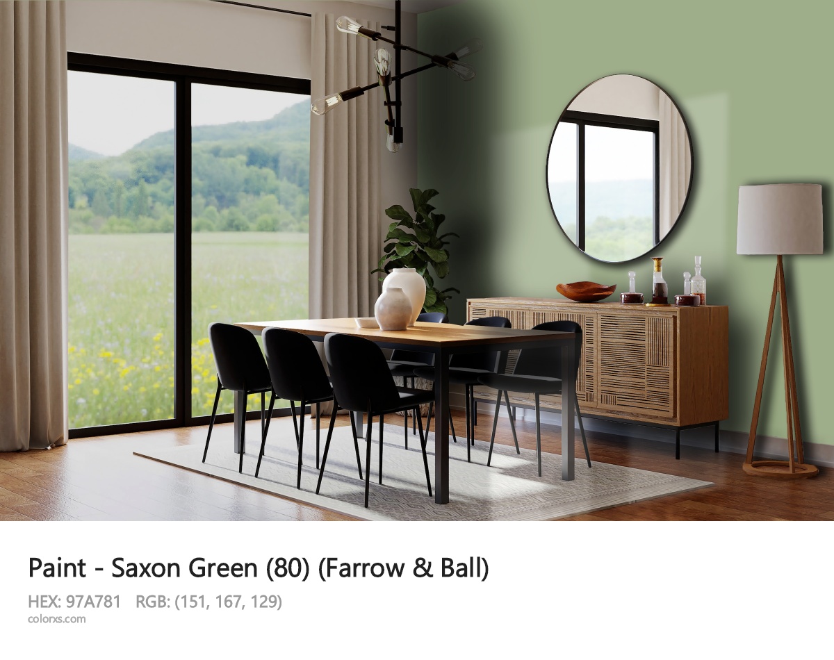 Farrow & Ball Saxon Green (80) Paint dining room design