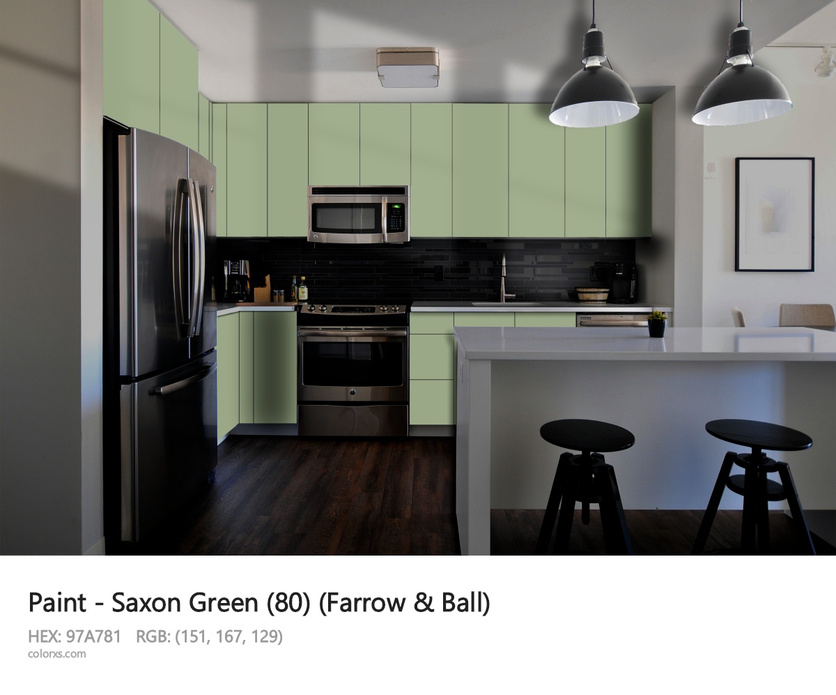 Farrow & Ball Saxon Green (80) Paint modular kitchen design