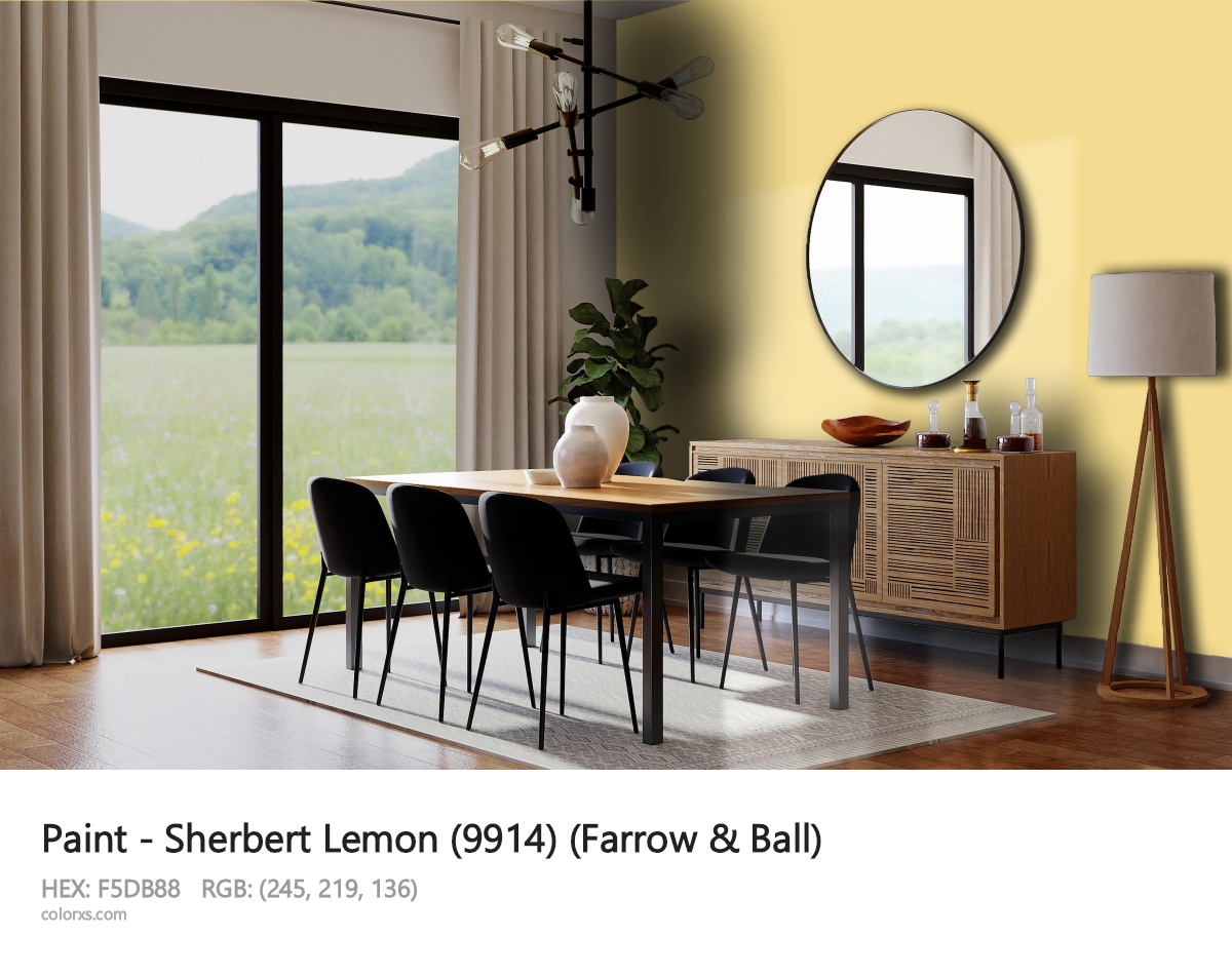 Farrow & Ball Sherbert Lemon (9914) Paint dining room design