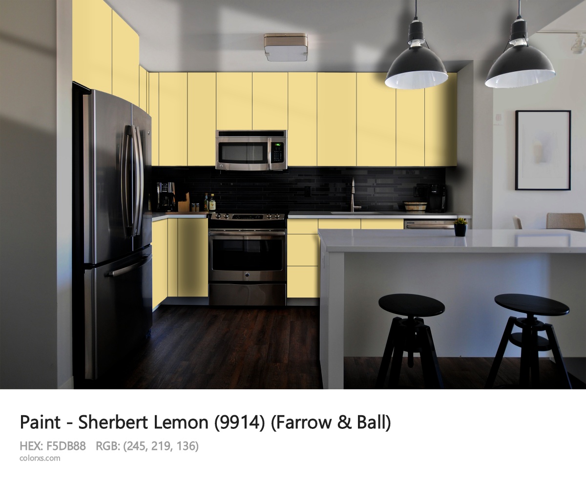 Farrow & Ball Sherbert Lemon (9914) Paint modular kitchen design