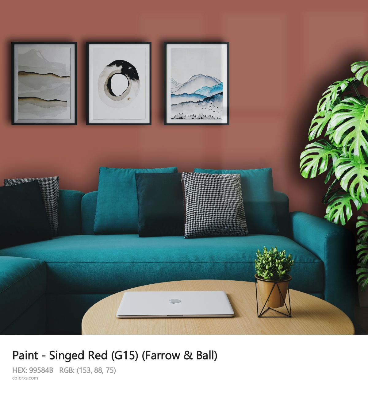 Farrow & Ball Singed Red (G15) Paint cozy coffee corner interior
