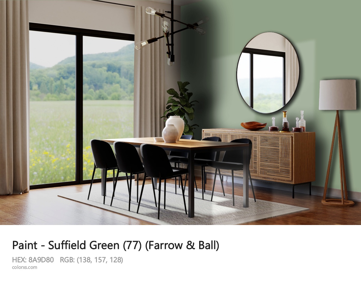 Farrow & Ball Suffield Green (77) Paint dining room design