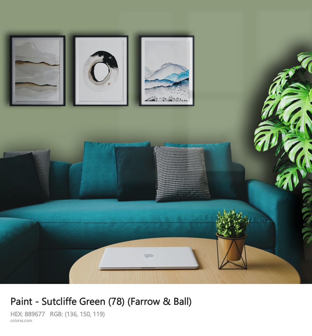 Farrow & Ball Sutcliffe Green (78) Paint cozy coffee corner interior
