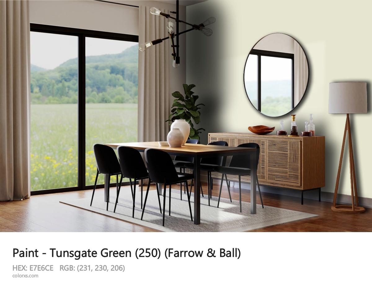 Farrow & Ball Tunsgate Green (250) Paint dining room design