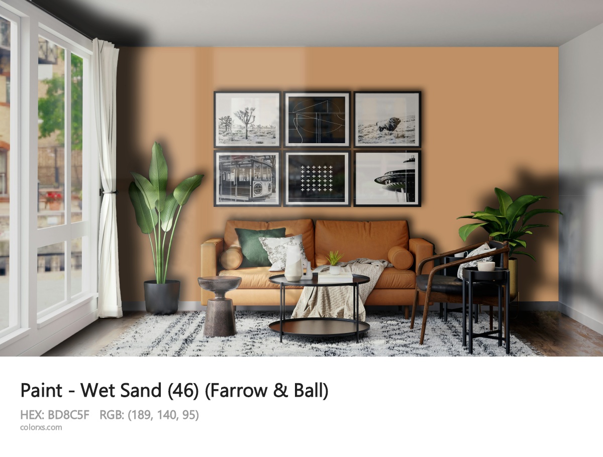 Farrow & Ball Wet Sand (46) Paint modern minimalist living room interior