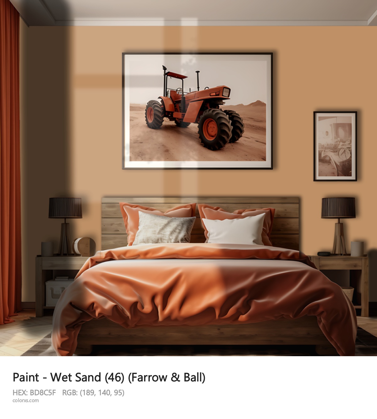 Farrow & Ball Wet Sand (46) Paint vintage style bedroom interior