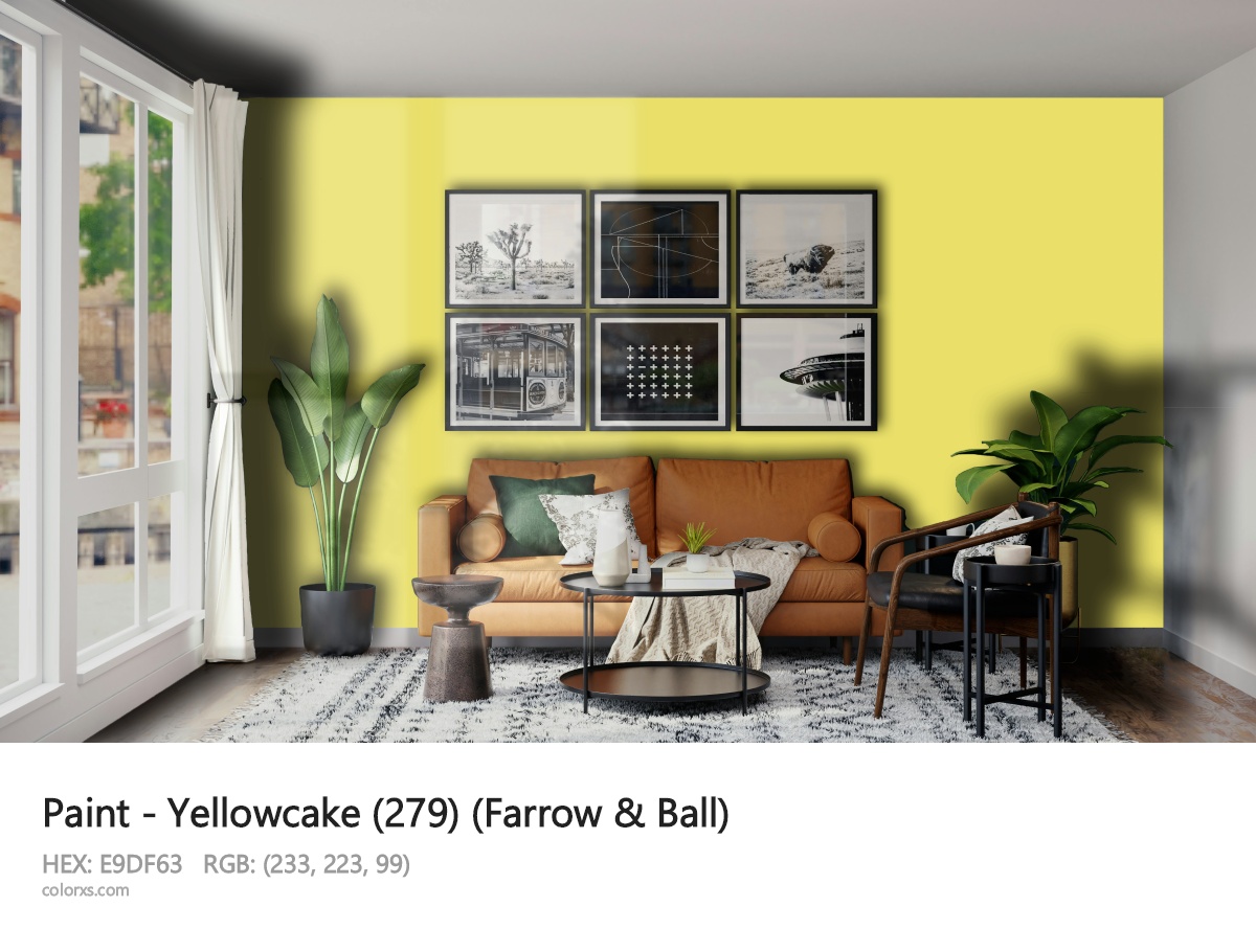Farrow & Ball Yellowcake (279) Paint modern minimalist living room interior